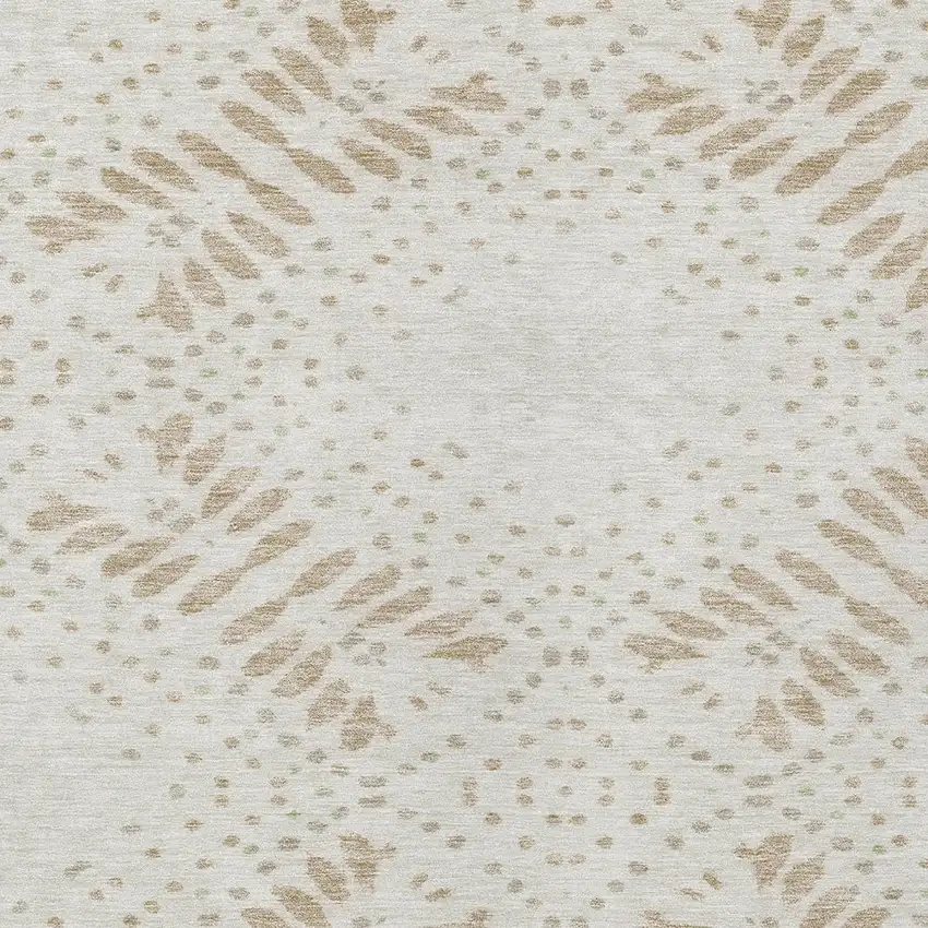 Beige Taupe And Tan Floral Washable Indoor Outdoor Area Rug Photo 6
