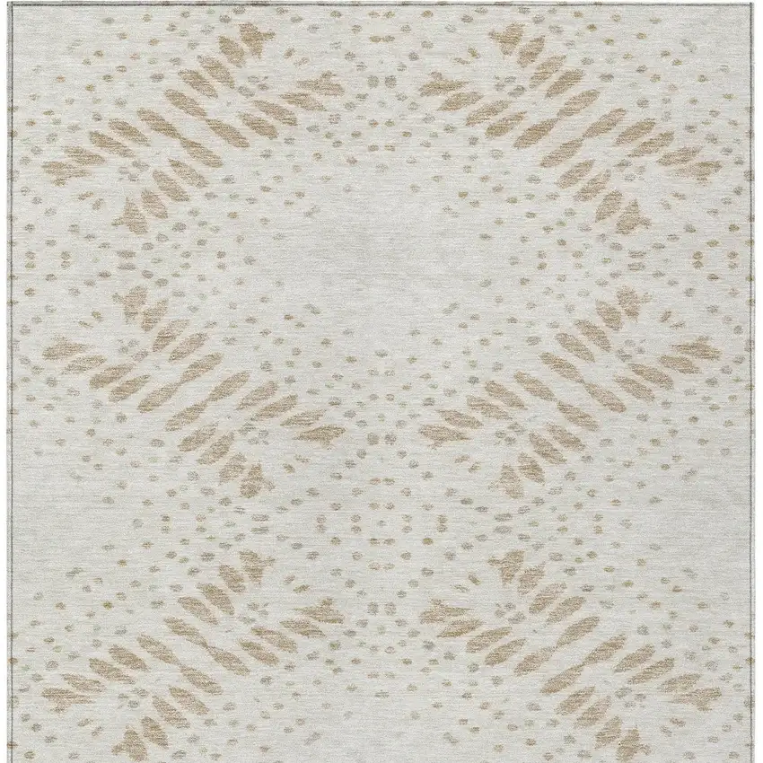 Beige Taupe And Tan Floral Washable Indoor Outdoor Area Rug Photo 7