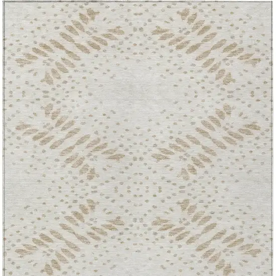 Beige Taupe And Tan Floral Washable Indoor Outdoor Area Rug Photo 7
