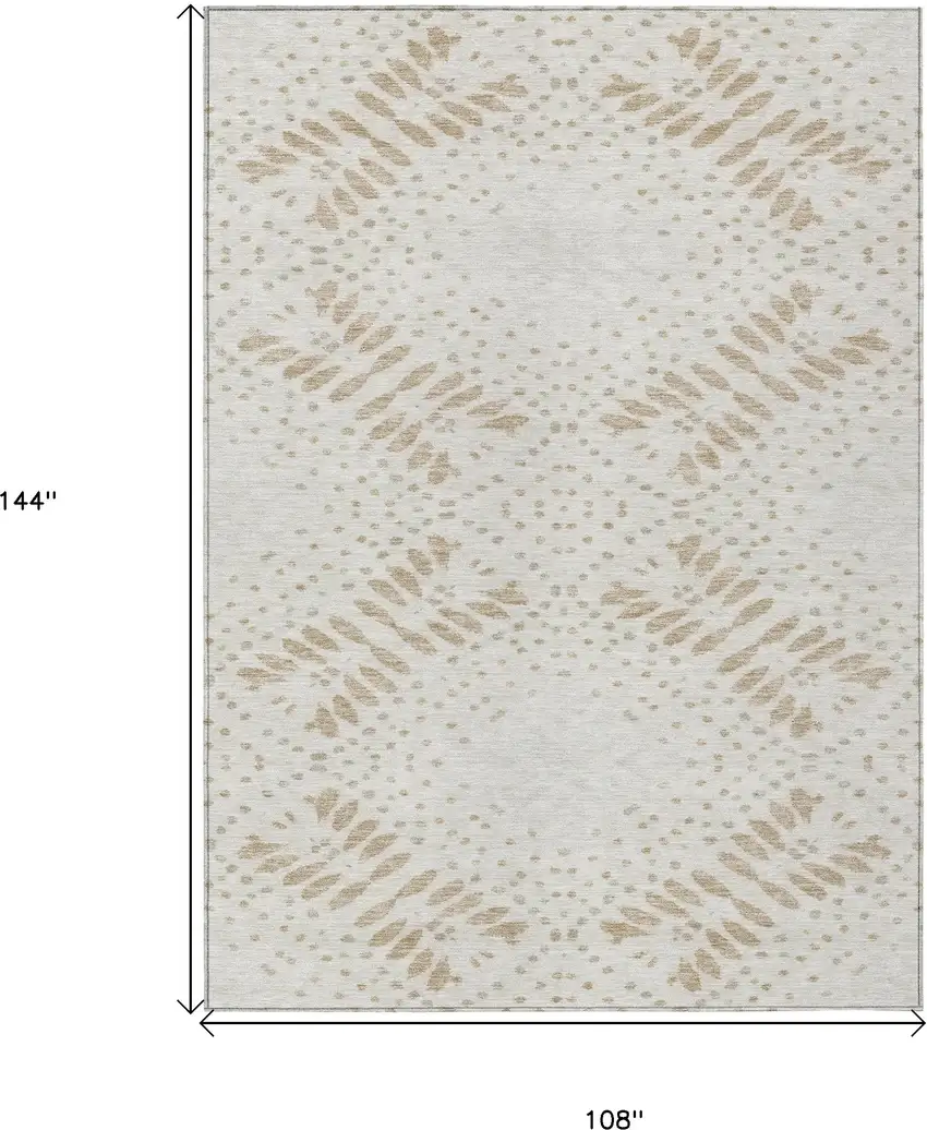 Beige Taupe And Tan Floral Washable Indoor Outdoor Area Rug Photo 3