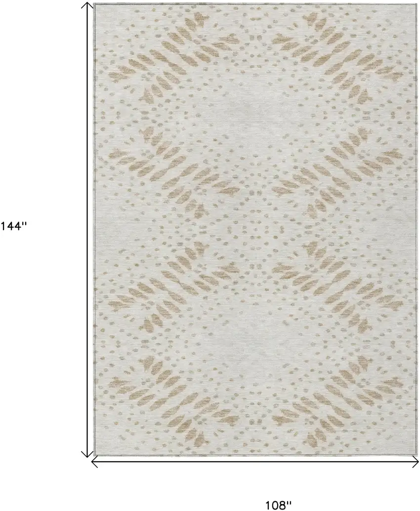 Beige Taupe And Tan Floral Washable Indoor Outdoor Area Rug Photo 3