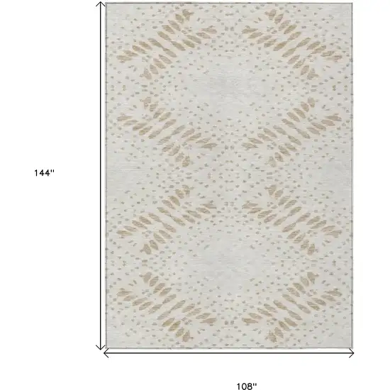 Beige Taupe And Tan Floral Washable Indoor Outdoor Area Rug Photo 3