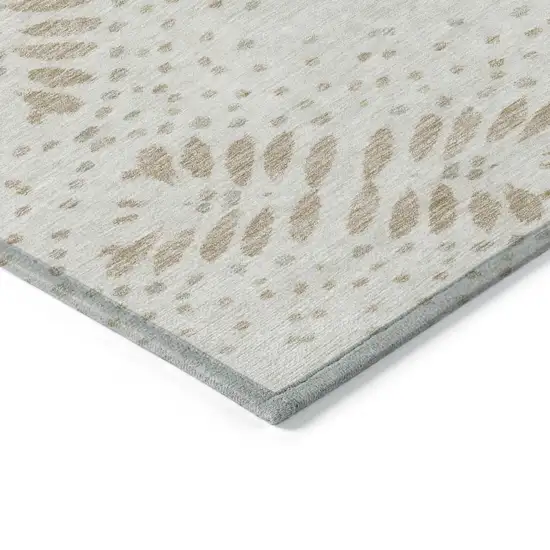 Beige Taupe And Tan Floral Washable Indoor Outdoor Area Rug Photo 5