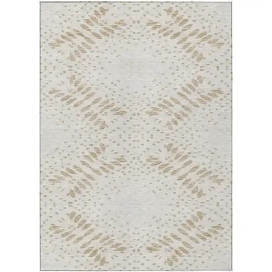 Beige Taupe And Tan Floral Washable Indoor Outdoor Area Rug Photo 2