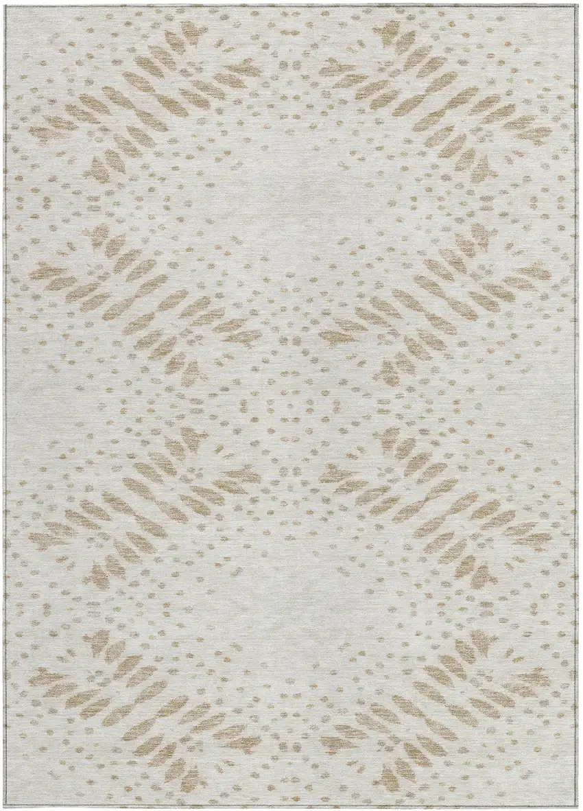 Beige Taupe And Tan Floral Washable Indoor Outdoor Area Rug Photo 7