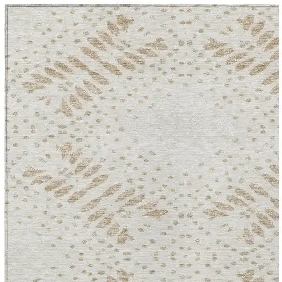 Beige Taupe And Tan Floral Washable Indoor Outdoor Area Rug Photo 6