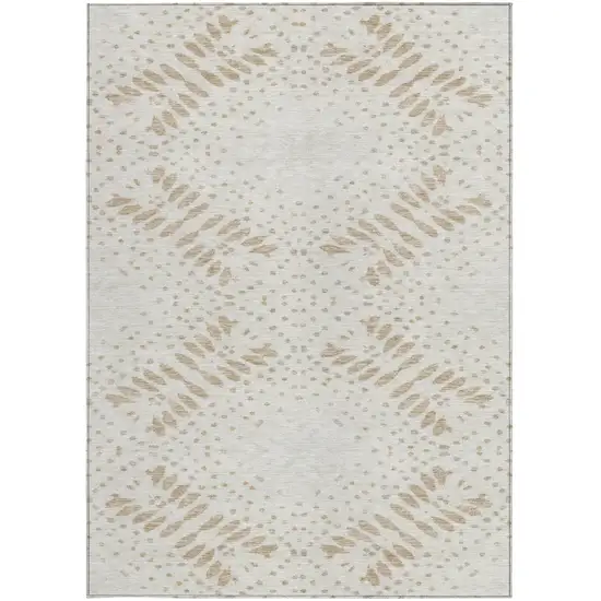 Beige Taupe And Tan Floral Washable Indoor Outdoor Area Rug Photo 7