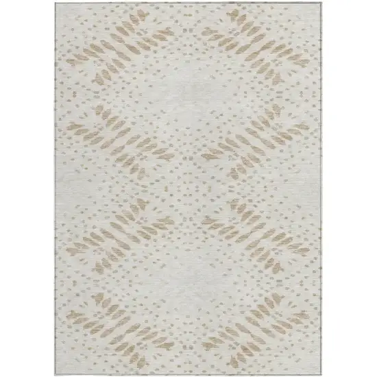 Beige Taupe And Tan Floral Washable Indoor Outdoor Area Rug Photo 7