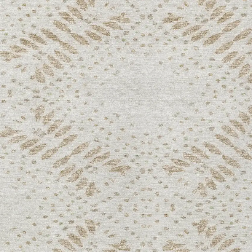 Beige Taupe And Tan Floral Washable Indoor Outdoor Area Rug Photo 6