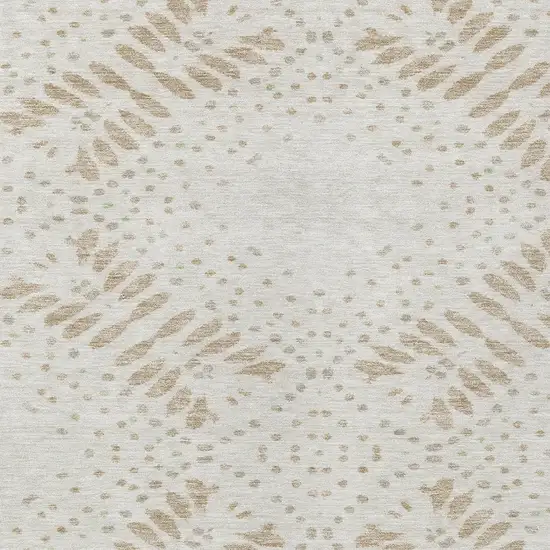 Beige Taupe And Tan Floral Washable Indoor Outdoor Area Rug Photo 6