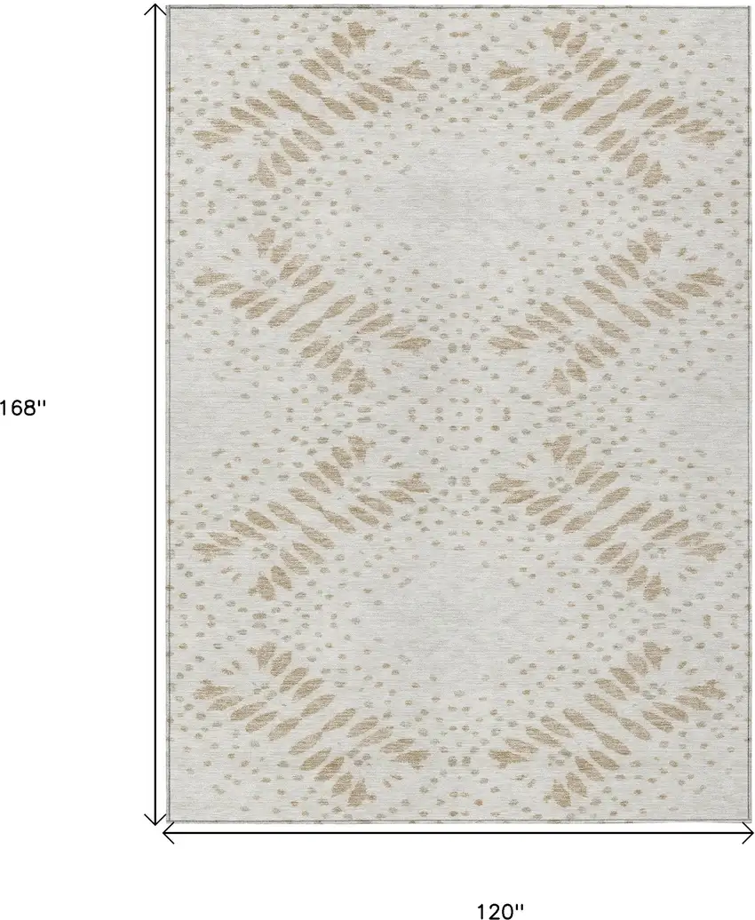 Beige Taupe And Tan Floral Washable Indoor Outdoor Area Rug Photo 3