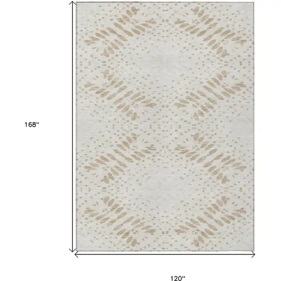 Beige Taupe And Tan Floral Washable Indoor Outdoor Area Rug Photo 3