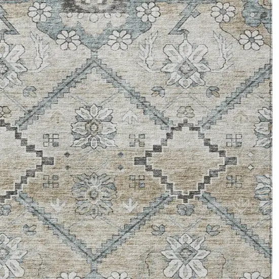Beige Taupe And Tan Floral Washable Indoor Outdoor Area Rug Photo 7