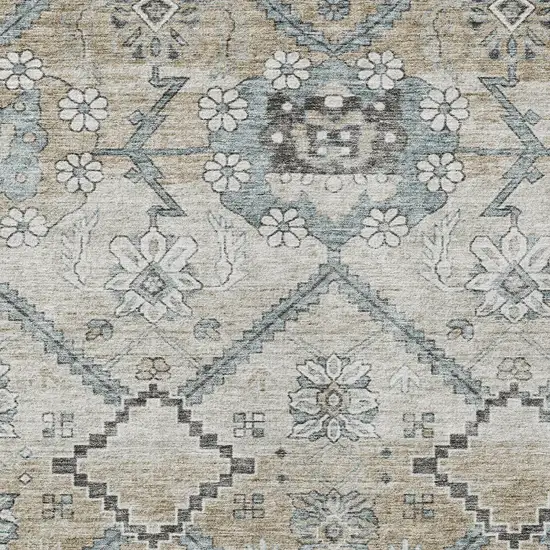 Beige Taupe And Tan Floral Washable Indoor Outdoor Area Rug Photo 7