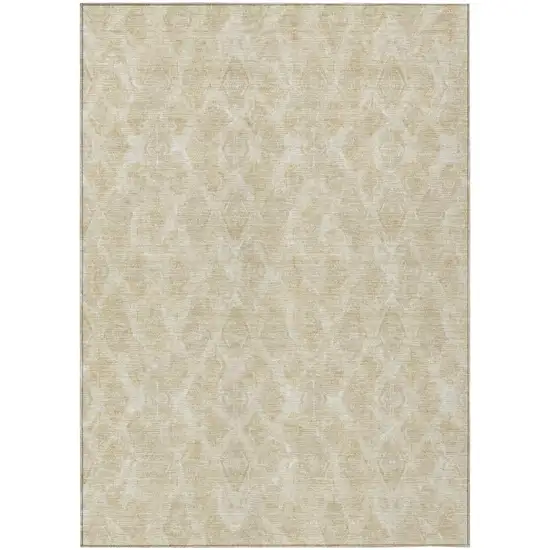 Beige Taupe And Tan Geometric Washable Indoor Outdoor Area Rug Photo 2