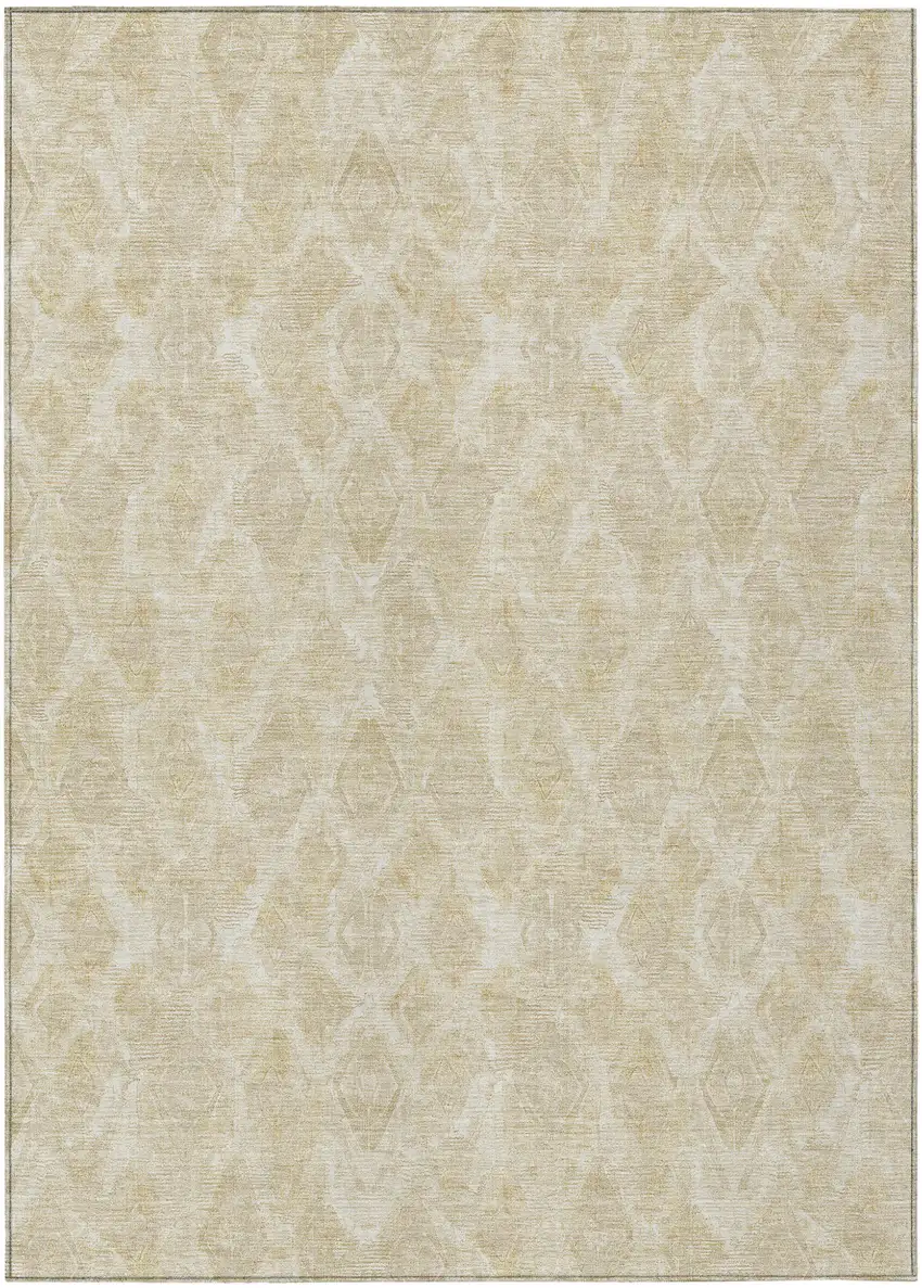 Beige Taupe And Tan Geometric Washable Indoor Outdoor Area Rug Photo 2