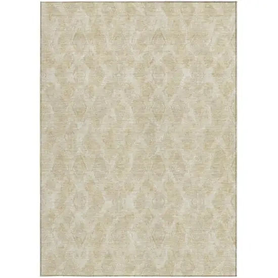 Beige Taupe And Tan Geometric Washable Indoor Outdoor Area Rug Photo 6