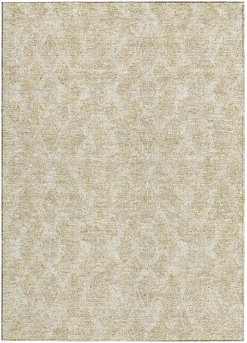 Beige Taupe And Tan Geometric Washable Indoor Outdoor Area Rug Photo 6