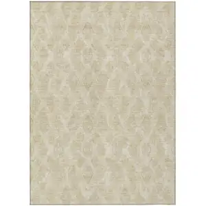 Photo of Beige Taupe And Tan Geometric Washable Indoor Outdoor Area Rug