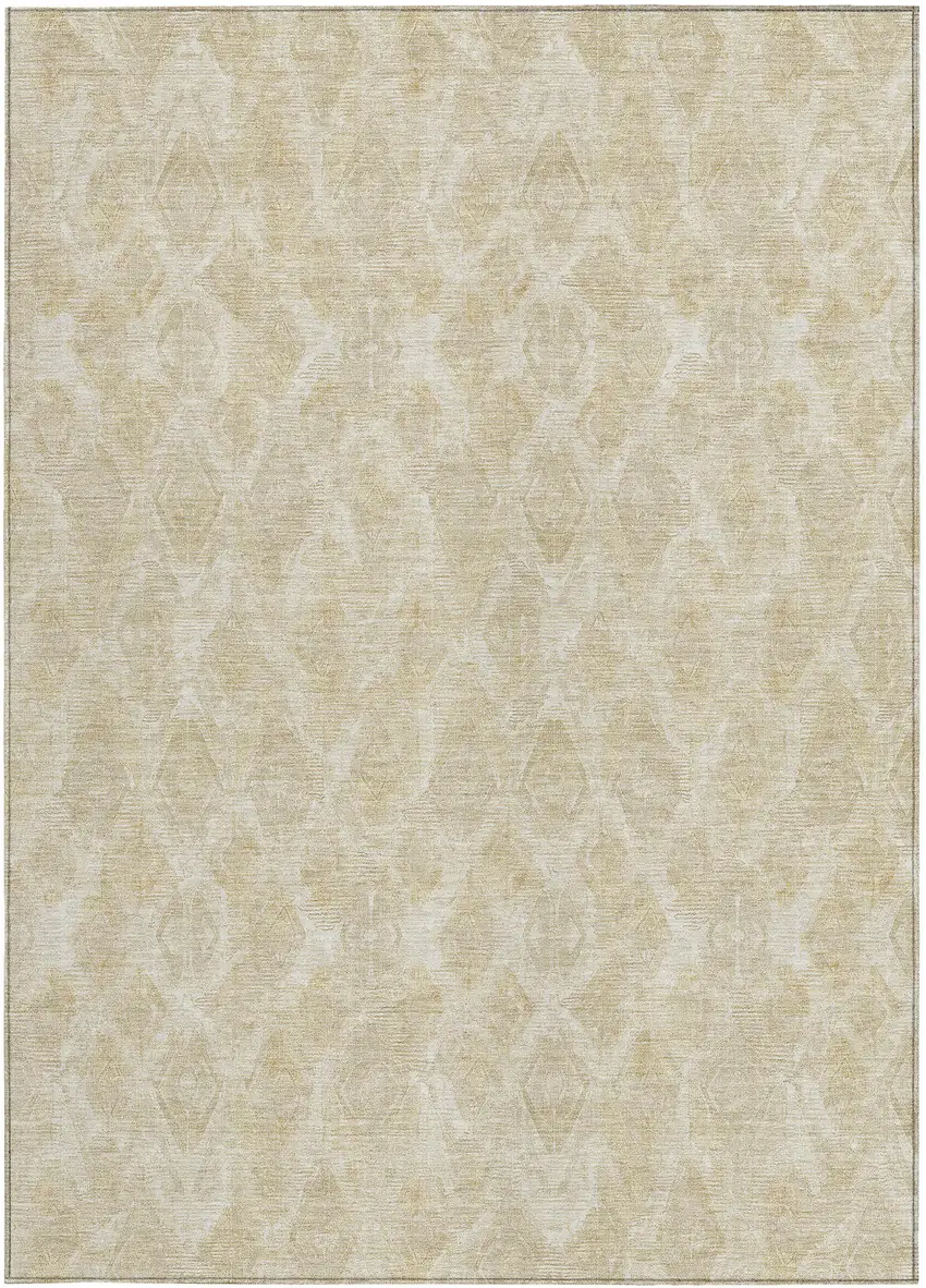 Beige Taupe And Tan Geometric Washable Indoor Outdoor Area Rug Photo 4