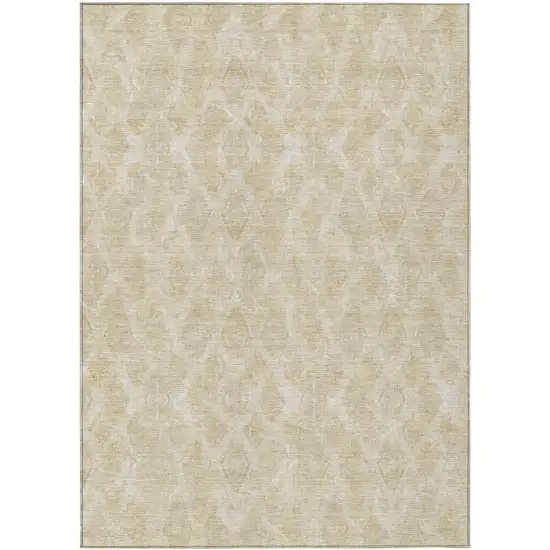 Beige Taupe And Tan Geometric Washable Indoor Outdoor Area Rug Photo 2