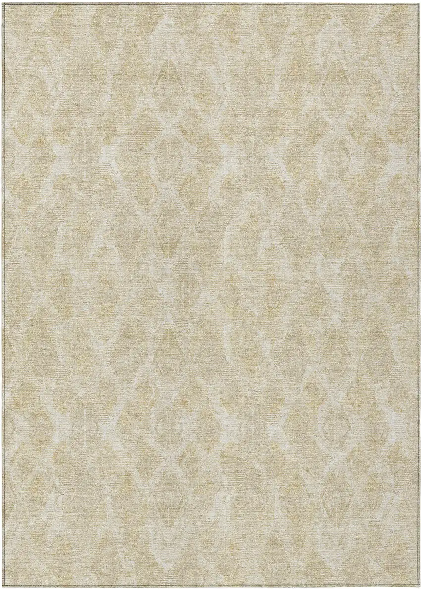 Beige Taupe And Tan Geometric Washable Indoor Outdoor Area Rug Photo 2