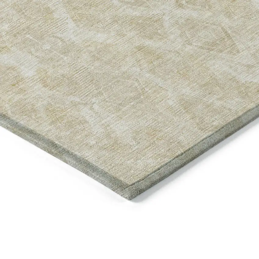 Beige Taupe And Tan Geometric Washable Indoor Outdoor Area Rug Photo 3