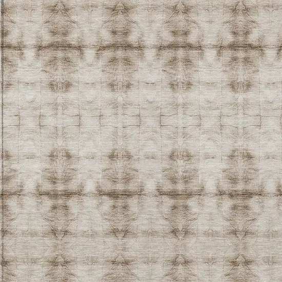 Beige Taupe And Tan Geometric Washable Indoor Outdoor Area Rug Photo 5