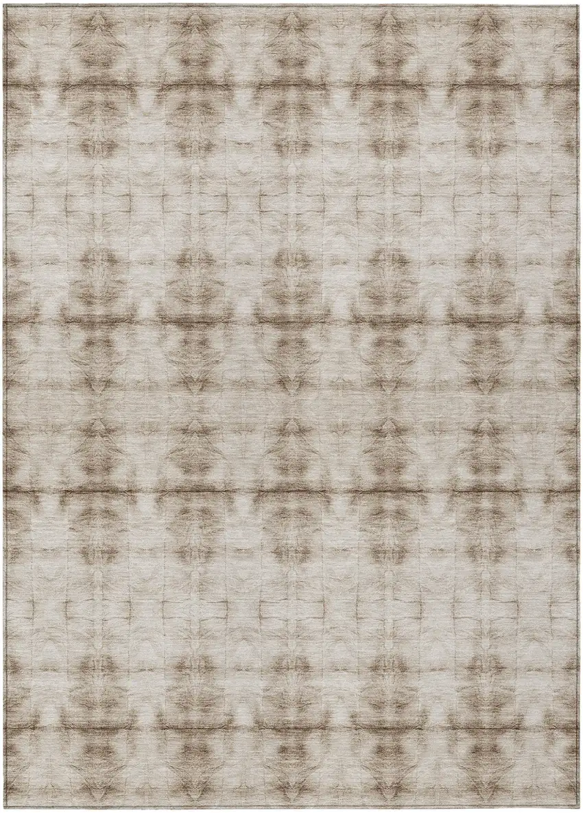 Beige Taupe And Tan Geometric Washable Indoor Outdoor Area Rug Photo 2