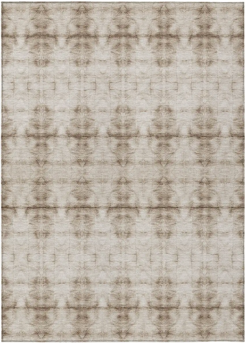 Beige Taupe And Tan Geometric Washable Indoor Outdoor Area Rug Photo 2