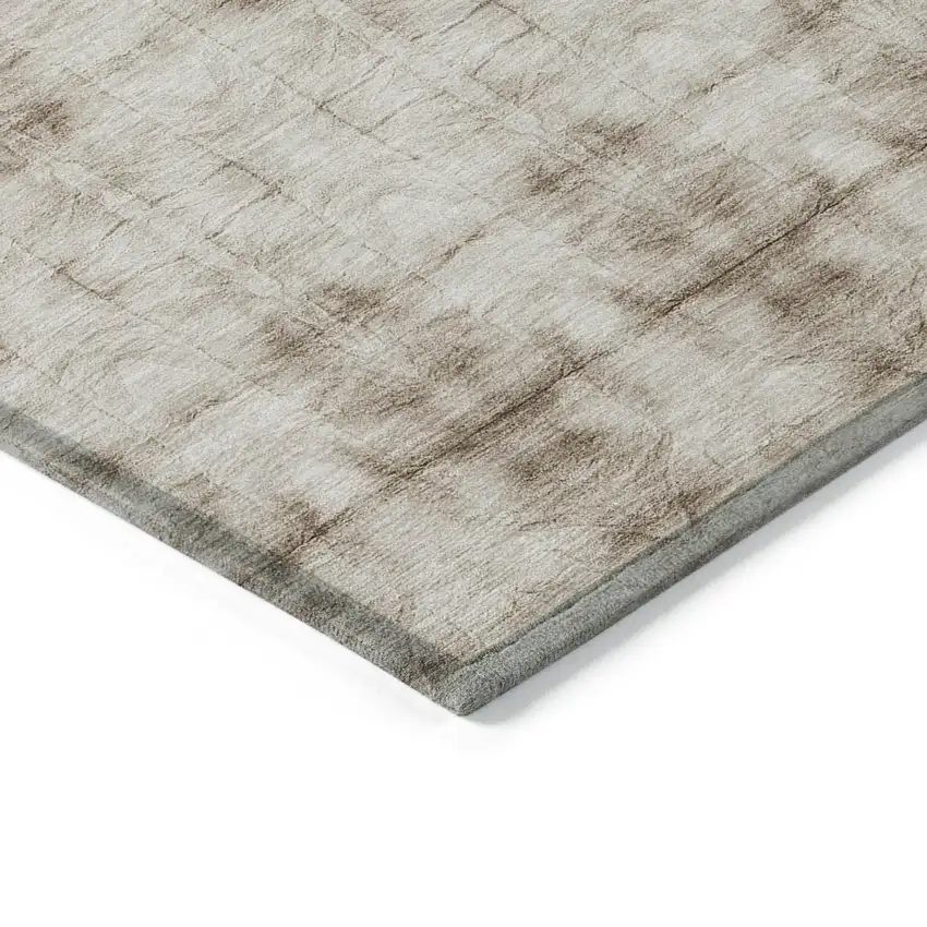 Beige Taupe And Tan Geometric Washable Indoor Outdoor Area Rug Photo 5