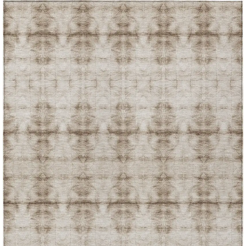 Beige Taupe And Tan Geometric Washable Indoor Outdoor Area Rug Photo 7