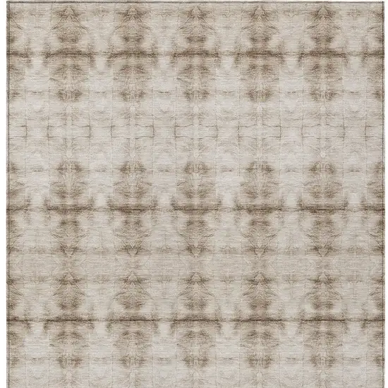 Beige Taupe And Tan Geometric Washable Indoor Outdoor Area Rug Photo 3
