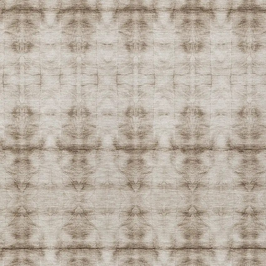 Beige Taupe And Tan Geometric Washable Indoor Outdoor Area Rug Photo 6