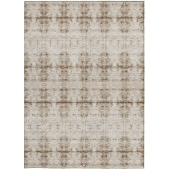 Beige Taupe And Tan Geometric Washable Indoor Outdoor Area Rug Photo 7