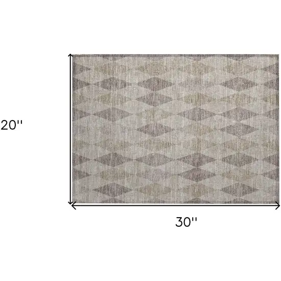 Beige Taupe and Brown Geometric Washable Non Skid Indoor Outdoor Area Rug Photo 3