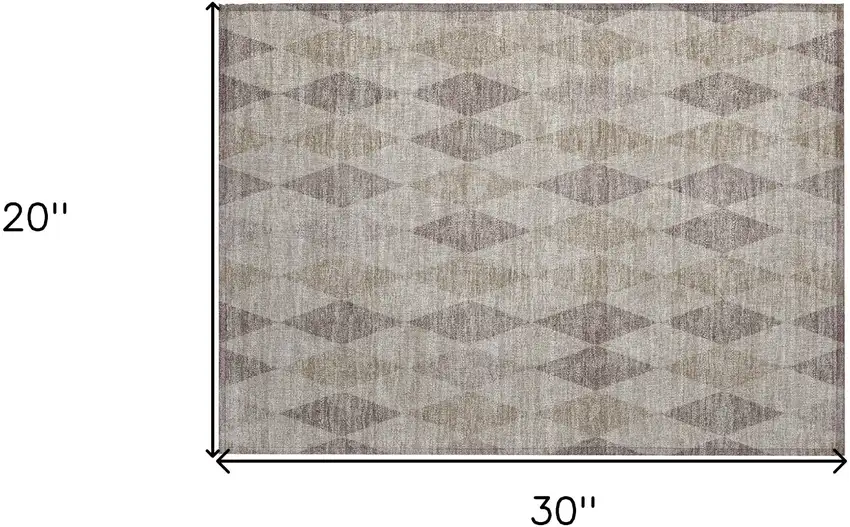 Beige Taupe and Brown Geometric Washable Non Skid Indoor Outdoor Area Rug Photo 3