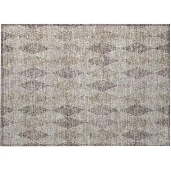 Beige Taupe and Brown Geometric Washable Non Skid Indoor Outdoor Area Rug Photo 4
