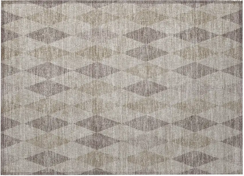 Beige Taupe and Brown Geometric Washable Non Skid Indoor Outdoor Area Rug Photo 4