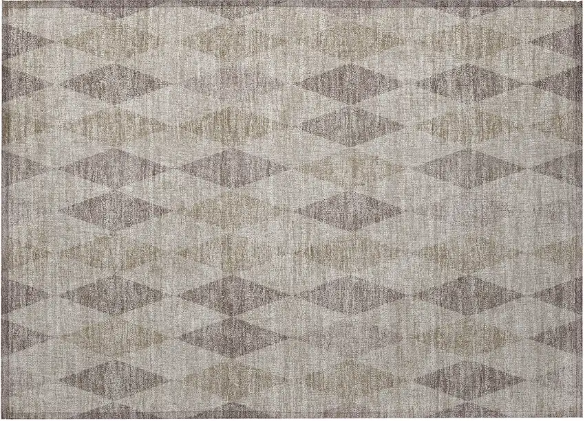 Beige Taupe and Brown Geometric Washable Non Skid Indoor Outdoor Area Rug Photo 4