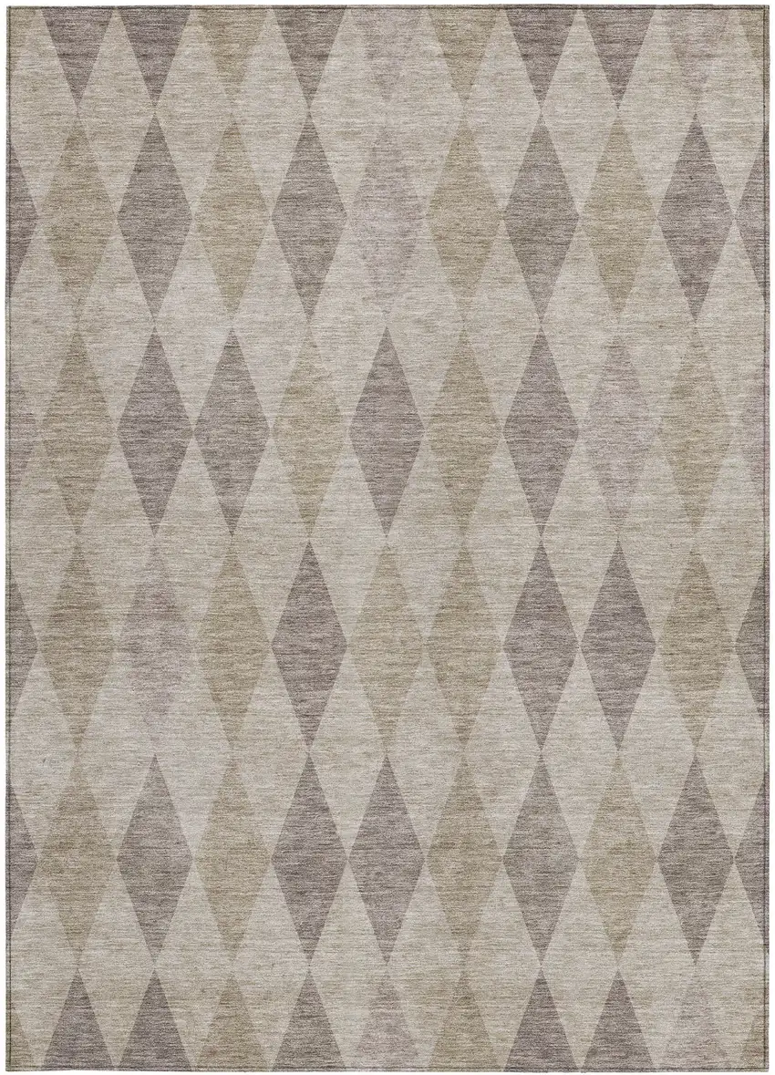 Beige Taupe and Brown Geometric Washable Non Skid Indoor Outdoor Area Rug Photo 4