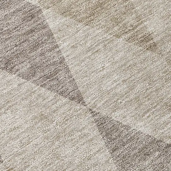 Beige Taupe and Brown Geometric Washable Non Skid Indoor Outdoor Area Rug Photo 8