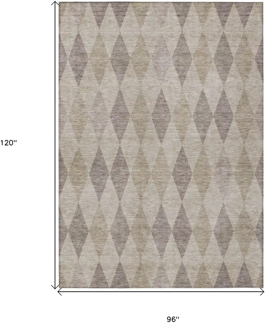 Beige Taupe and Brown Geometric Washable Non Skid Indoor Outdoor Area Rug Photo 3