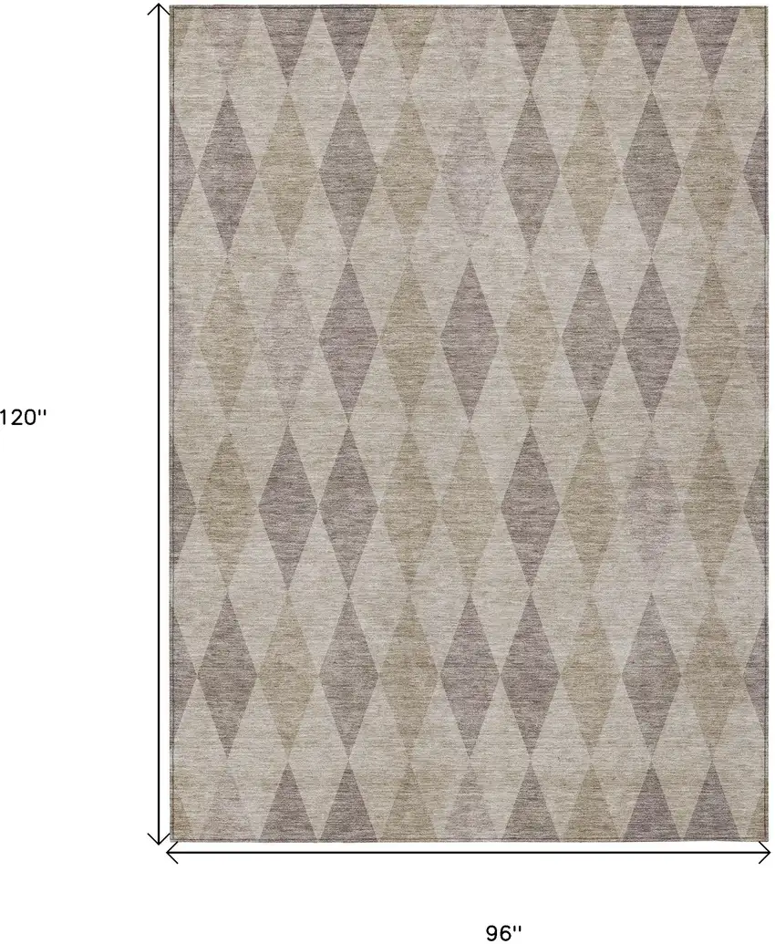 Beige Taupe and Brown Geometric Washable Non Skid Indoor Outdoor Area Rug Photo 3