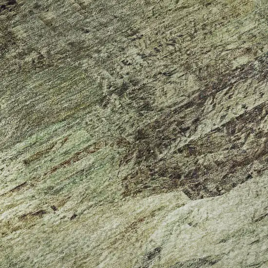 Beige Teal And Olive Green Abstract Washable Area Rug With UV Protection Photo 3