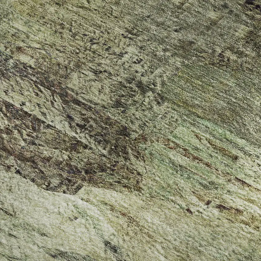 Beige Teal And Olive Green Abstract Washable Area Rug With UV Protection Photo 4