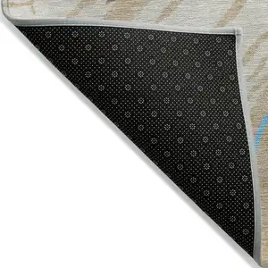 Photo of Beige Teal Blue And Ivory Abstract Washable Indoor Outdoor Area Rug