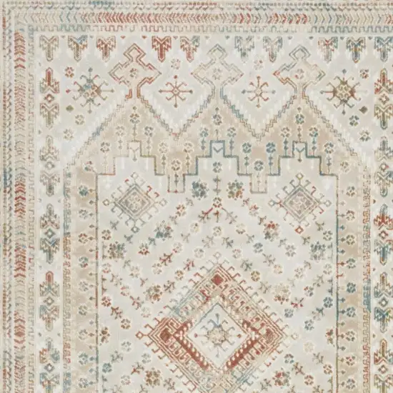 Beige Teal Blue And Orange Oriental Non Skid Area Rug Photo 3