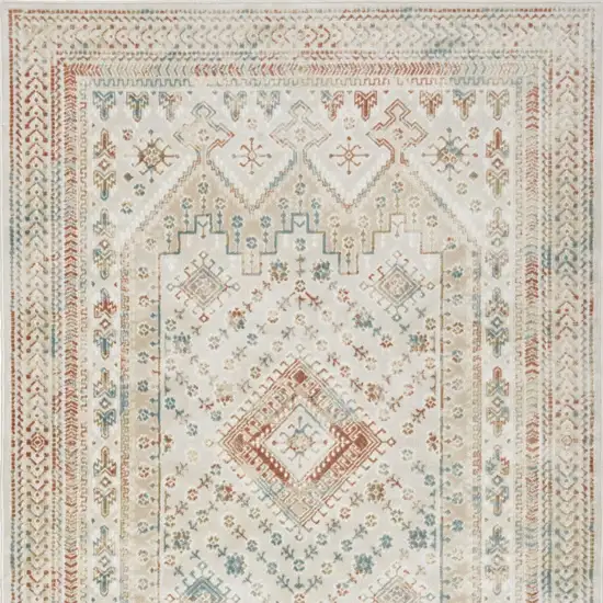 Beige Teal Blue And Orange Oriental Non Skid Area Rug Photo 7