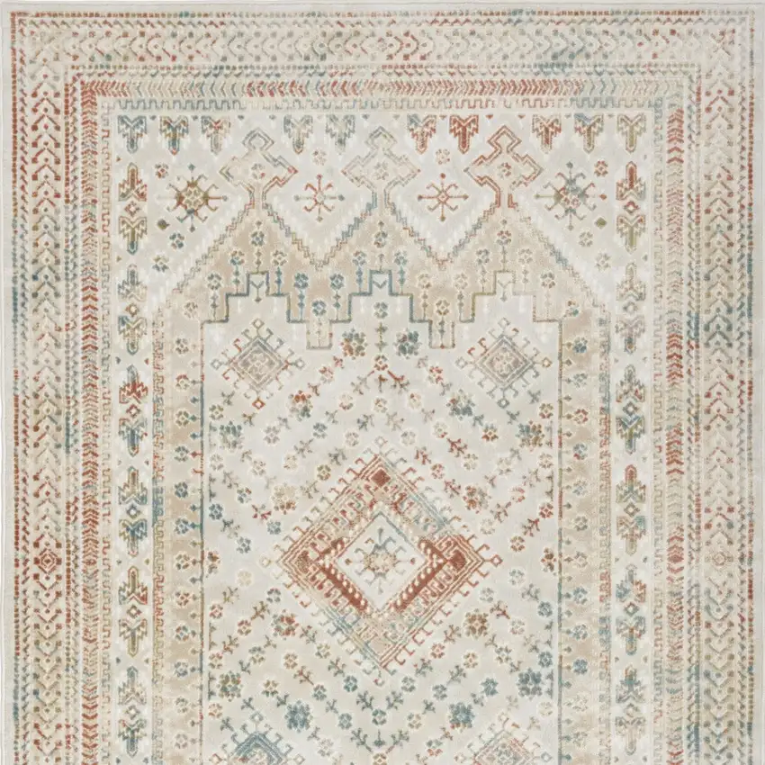 Beige Teal Blue And Orange Oriental Non Skid Area Rug Photo 7